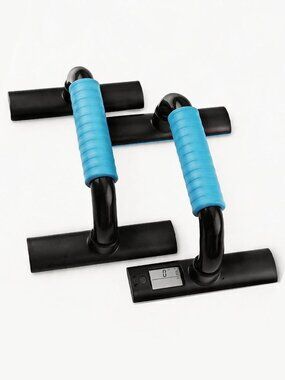 Blue Push Up Bars Non Slip Elevated Handles Home Gym Exercise